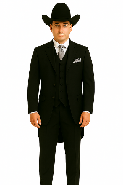 Classic Long Solid Black Fashion Suits