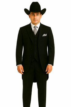Classic Long Solid Black Fashion Suits