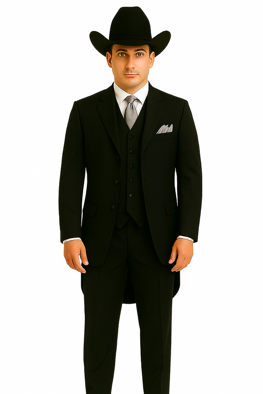 Classic Long Solid Black Fashion Suits