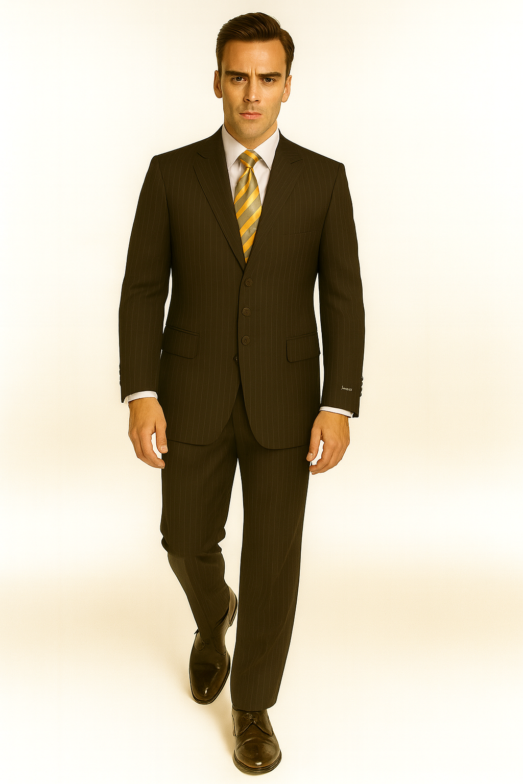 Black Almost Very Dark Gray Wiht Light Gray Pinstripe 100% Worsted Wool Available In 2 Or 3 Buttons Style Regular Classic Cut Cheap Priced Business Suits Clearance Sale - Image 11
