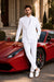 Men's Double Breasted Summer Seersucker Suit in White Pinstripe by Alberto Nardoni