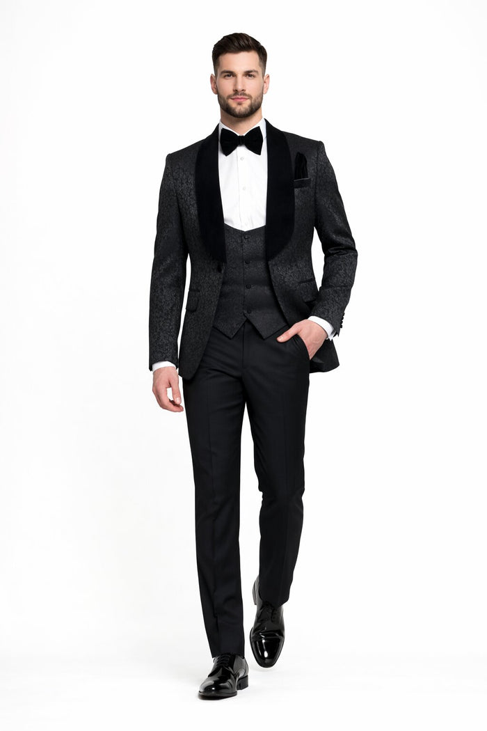 Rossi Man RM1446 – Classic 3-Piece Smoking Style Tuxedo Suit for Men