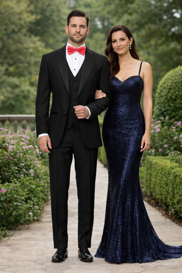 Two Button Three Piece Flat Front Tuxedo