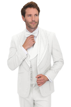Italian Wool 3-Piece Modern Fit White Tuxedo - Image 8