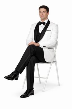 Classic White Tuxedo for Men | 1-Button Shawl Collar Evening Wear - Image 4