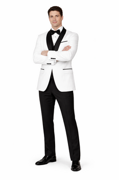 Classic White Tuxedo for Men | 1-Button Shawl Collar Evening Wear - Image 5