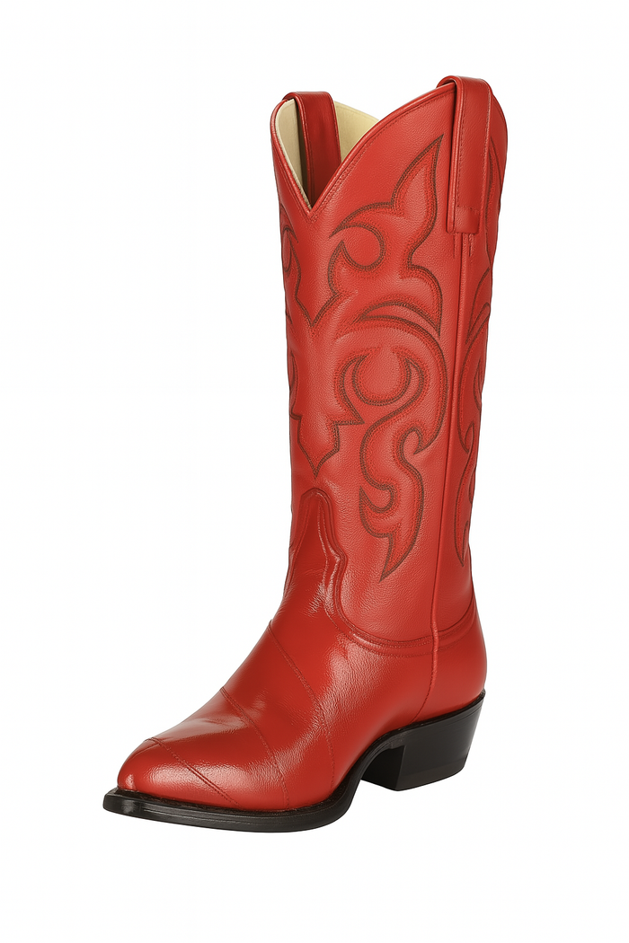 J Toe Cowboy Boots - J Toe Western Boots - Los Altos Boots - Mens Dress Cowboy Boot - Low Priced Mens Red Eel Cowboy Boots J-Toe-  in Red - Image 7