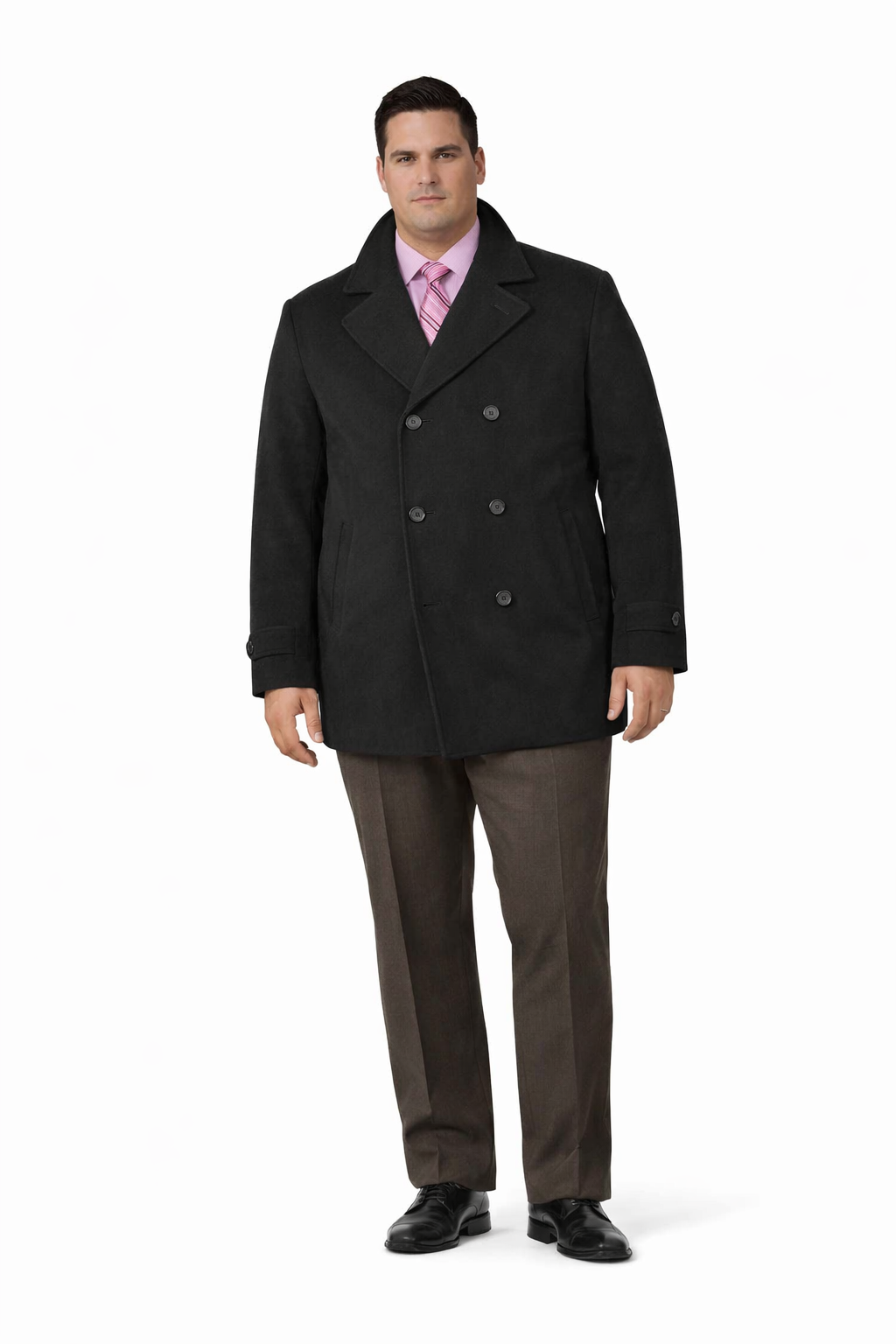 COAT08 Men'S Dress Coat Wool Blend,Broad Lapel High-Buttoned Collars Black Men'S Overcoat/Double Breasted Side Pocket - Image 6