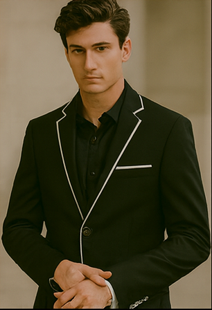 Black And White Trim Tuxedo Or Black And Black Trim Vested Suit - Weddings - Prom Tuxedo