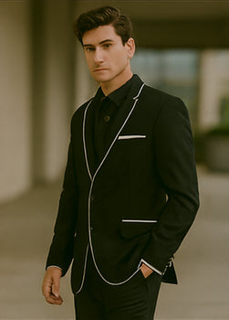 Black And White Trim Tuxedo Or Black And Black Trim Vested Suit - Weddings - Prom Tuxedo - Image 6