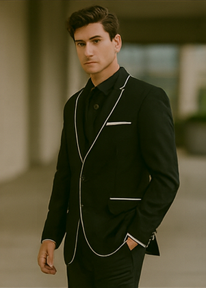 Black And White Trim Tuxedo Or Black And Black Trim Vested Suit - Weddings - Prom Tuxedo