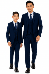 Father and Son Suits -  Cobalt Blue Boys Suit Perry Ellis Vested Boy's Wedding Suit in Cobalt Blue
