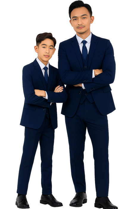 Father and Son Suits -  Cobalt Blue Boys Suit Perry Ellis Vested Boy's Wedding Suit in Cobalt Blue