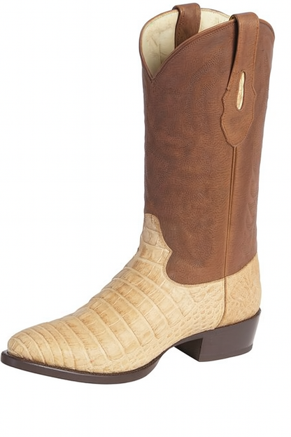 Los Altos Boots Honey Caiman Belly Cognac Cowboy Boots J-Toe - Image 3