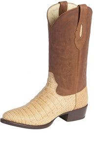 Los Altos Boots Honey Caiman Belly Cognac Cowboy Boots J-Toe