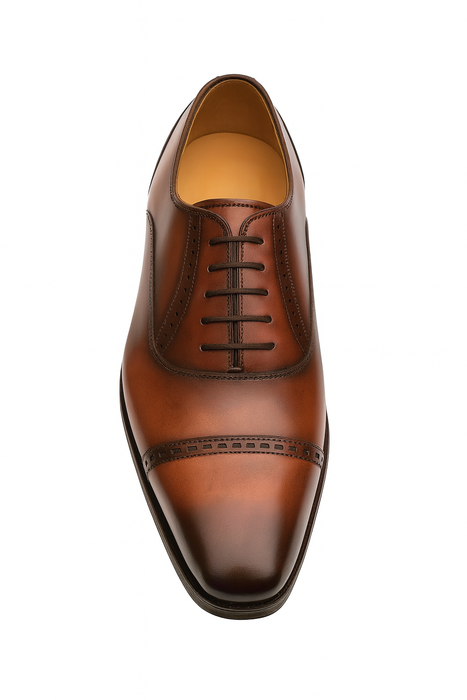 Amaro Leather Cap Toe Cognac By Mezlan Made In Spain Brand