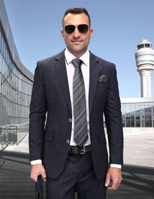 Statement Men's 2-Piece Big & Tall 100% Wool Fashion Suit – Timeless Glen Plaid Pattern