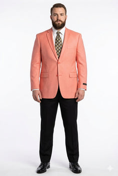 Mens Suit Blazer Jacket Two Button Stretch Sports Coats Classic Fit Living Coral