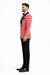 Men’s Coral Pink Tuxedo Jacket with Black Satin Shawl Lapel Velvet Fabric – Modern Slim Fit Formal Blazer