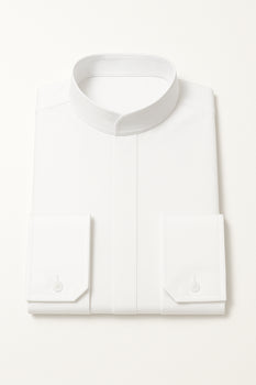 collarless dress shirt white Irish Linen Collarless Granddad Shirt in White