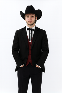 Western Suit - Trajes Para Hombres - Cowboy Formal Attire - Trajes De Novio - Two Button Peak Western Black