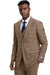 Men's Stacy Adams Vested Modern Fit Houndstooth Glen Plaid Suit in Camel & Green