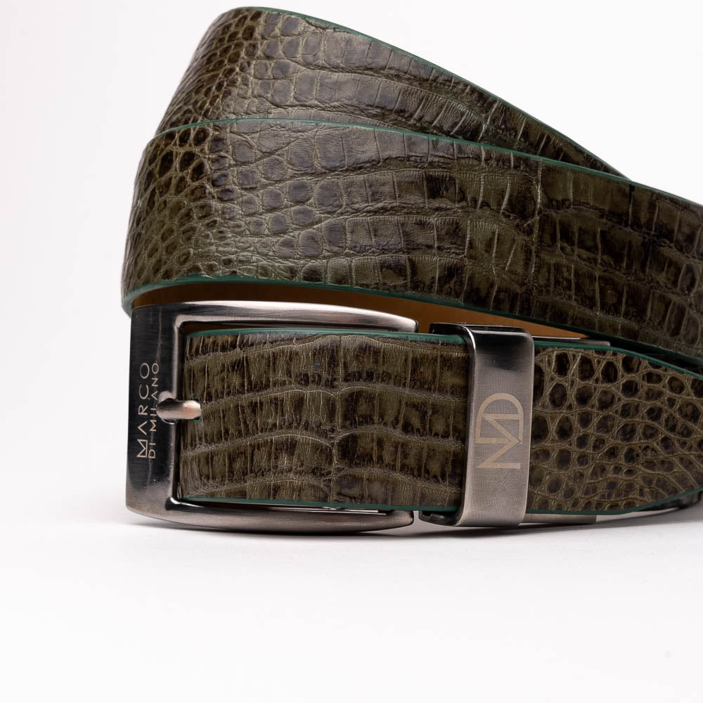 Marco Di Milano Riccardo Belt - Rustic Olive Leather Loafers