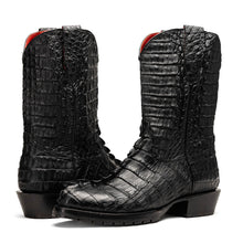 Marco Di Milano Marlboro Black Hornback Crocodile Tail Tractor Sole Cowboy Boots