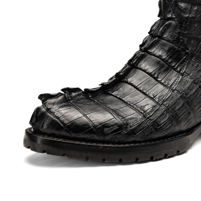 Marco Di Milano Marlboro Black Hornback Crocodile Tail Tractor Sole Cowboy Boots - Image 4