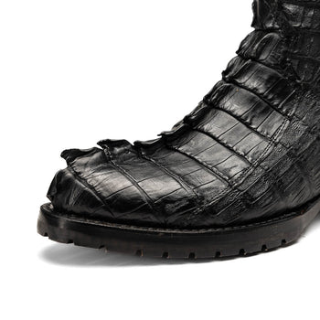 Marco Di Milano Marlboro Black Hornback Crocodile Tail Tractor Sole Cowboy Boots - Image 4