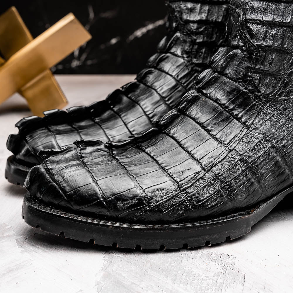 Marco Di Milano Marlboro Black Hornback Crocodile Tail Tractor Sole Cowboy Boots - Image 3