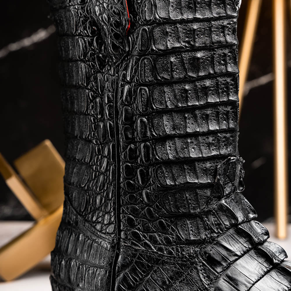 Marco Di Milano Marlboro Black Hornback Crocodile Tail Tractor Sole Cowboy Boots - Image 6