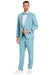 Aqua Turquoise Light Blue Color Men's One Button Shawl Lapel Dinner Jacket Style Wedding Suit in Aqua Blue