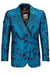 Aqua Turquoise Light Blue Color Men's Double Breasted Shiny Floral Embroidered Tuxedo Dinner Jacket in Turquoise