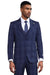 Men's Stacy Adams Vested Two Button Double Windowpane Plaid Suit in Navy