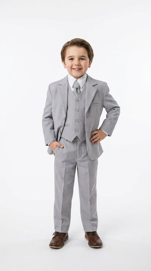 Dad and Son Suit – Father and Son Matching Light Gray 3-Piece Wedding Suits in Very Light Grey - Silver Ash Color