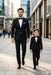 Dad And Son Black Matching wedding outfit Suits Perfect for toddler Suit wedding  attire outfits