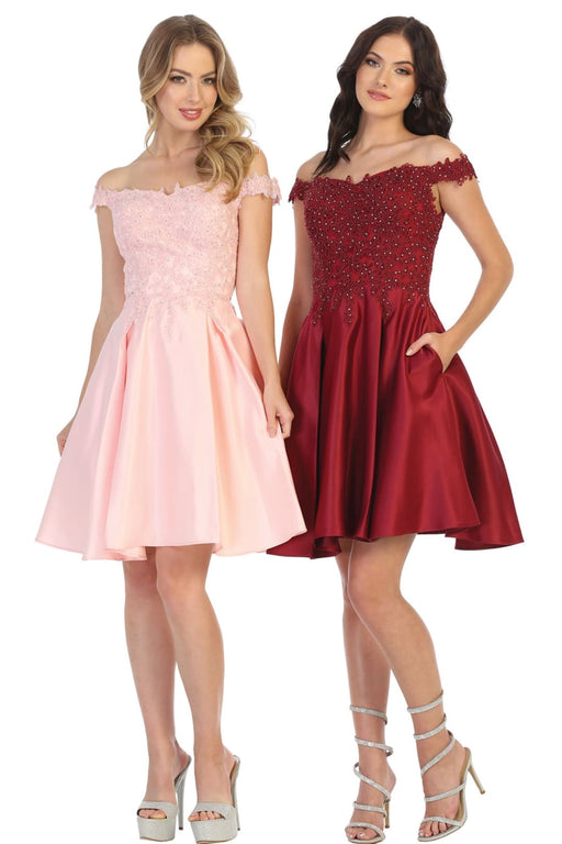 Quince Dama Dresses - Short Quinceanera Dresses in Color Burgundy
