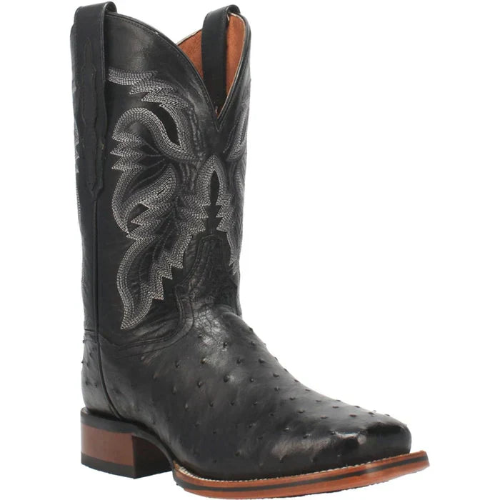 Dan Post Men's Alamosa Full Quill Ostrich Square Toe Boots - Black - Image 6