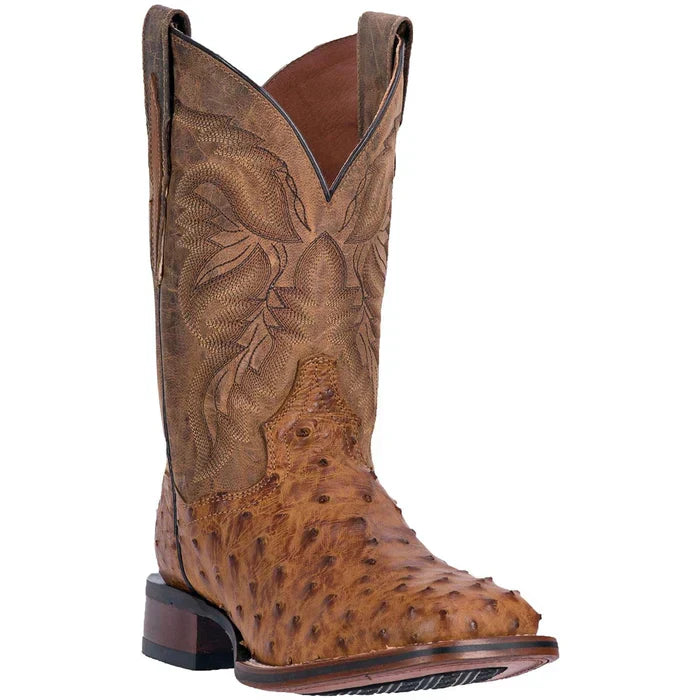 Dan Post Men's Alamosa Full Quill Ostrich Square Toe Boots - Tan - Image 6