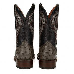 Dan Post Men’s Alamosa Grey/Black Full Quill Ostrich Boots - Image 2