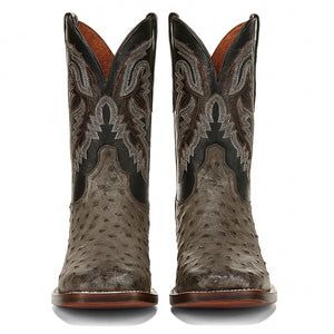 Dan Post Men’s Alamosa Grey/Black Full Quill Ostrich Boots - Image 3