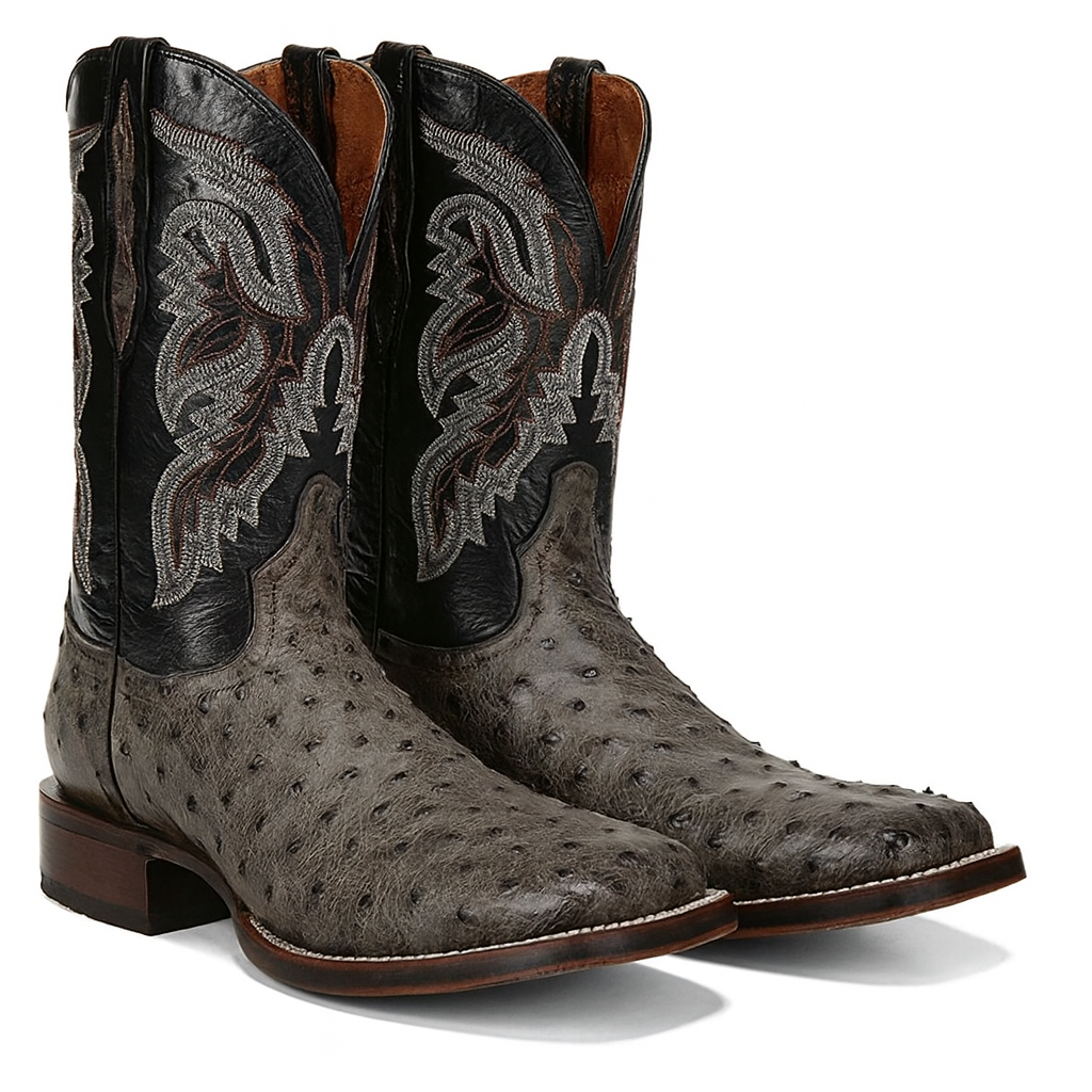 Dan Post Men’s Alamosa Grey/Black Full Quill Ostrich Boots