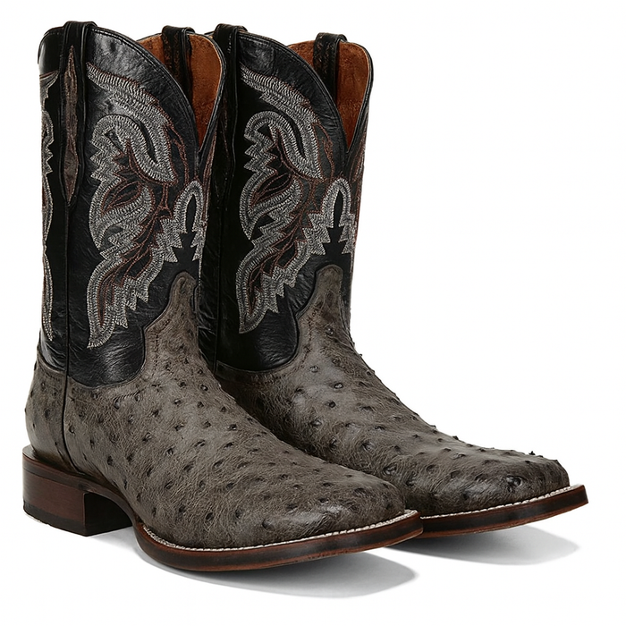Dan Post Men’s Alamosa Grey/Black Full Quill Ostrich Boots