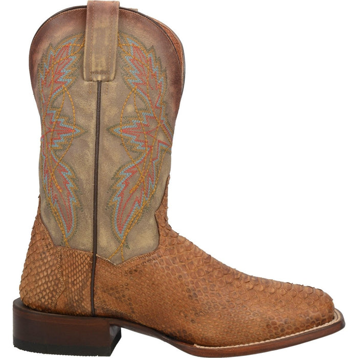 Dan Post Men's Dry Gulch Python Snakeskin Square Toe Boots in Tan