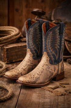 Dan Post Men's Templeton Python Snakeskin Square Toe Boots - Beige - Image 9