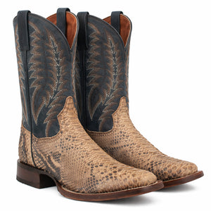 Dan Post Men's Templeton Python Snakeskin Square Toe Boots - Beige