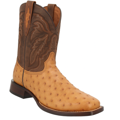 Dan Post Men's Alamosa Full Quill Ostrich Square Toe Boots - Sand - Image 6
