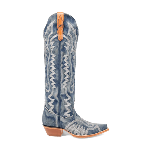 Dan Post Women's Denim Darlin Snip Toe Leather Tall Boots - Blue