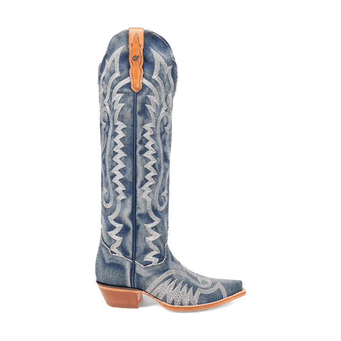 Dan Post Women's Denim Darlin Snip Toe Leather Tall Boots - Blue